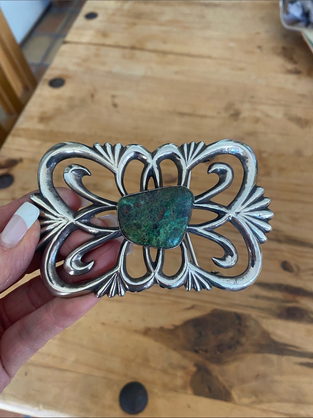 FLBegay  Sterling silver and turquoise belt buckle!